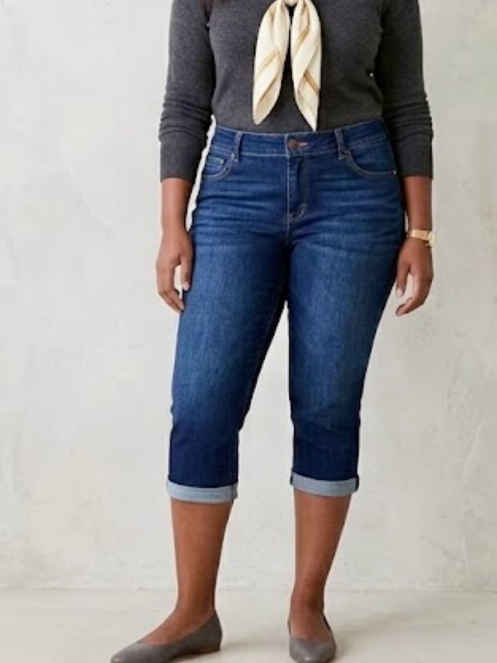 NWT Lee Ultra Lux Flex Motion Capri Jeans 24W Medium Dark Wash Comfort Stretch